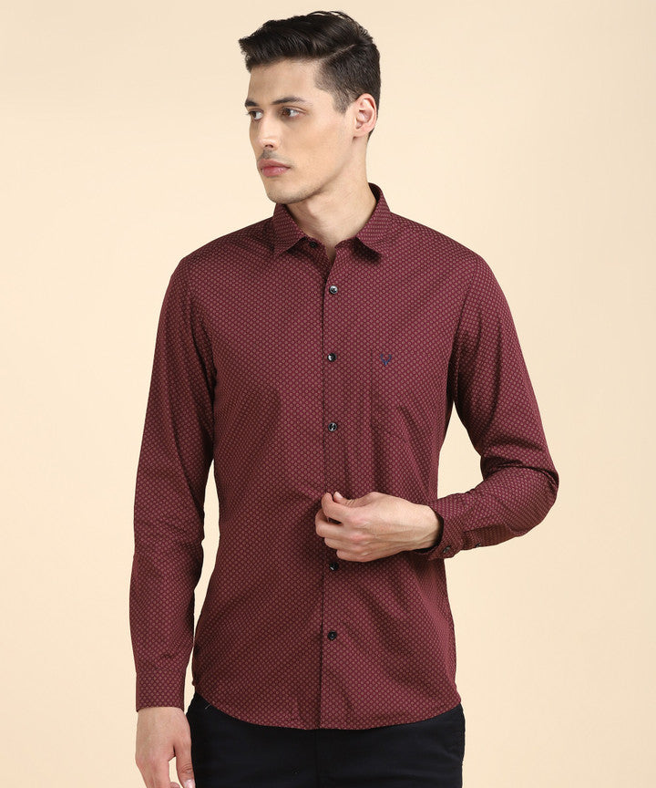 Allen Solly Men's Printed Casual Maroon Shirt