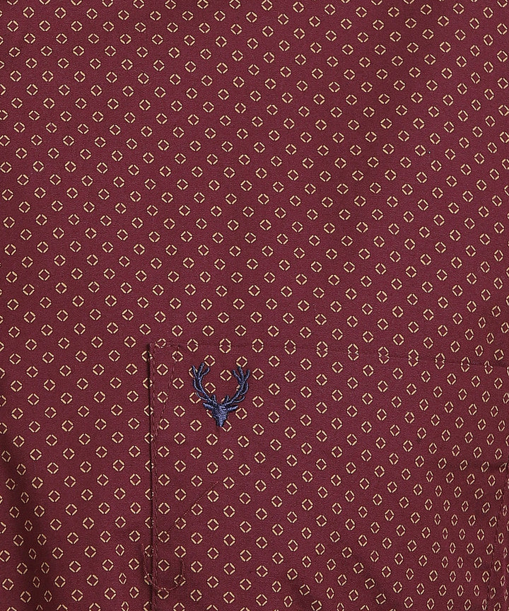 Allen Solly Men's Printed Casual Maroon Shirt